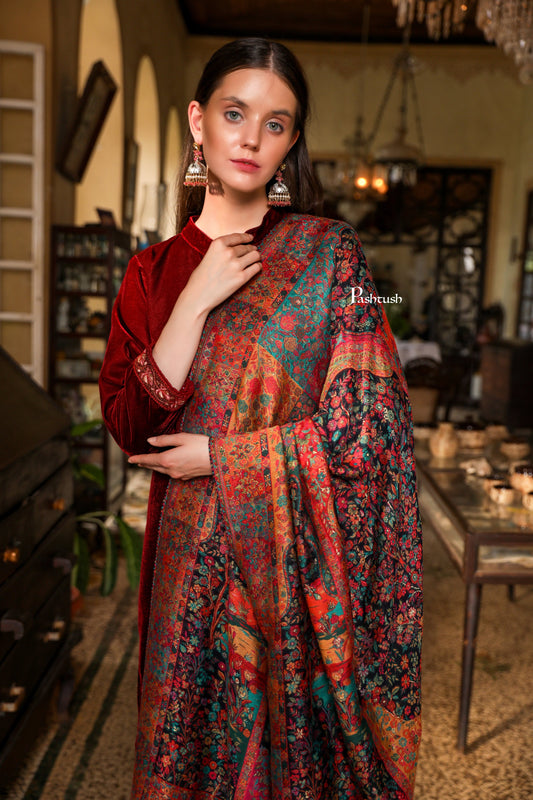 Pashtush India Womens Shawls Pashtush Womens Shawl,  Twilight Collection Shawl, Woven Design, Extra Fine Wool, Multicoloured