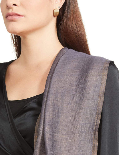 Pashtush India Womens Shawls Pashtush Womens Shawl, Twilight Collection, Zari Weave , Twin Colour, Dark grey