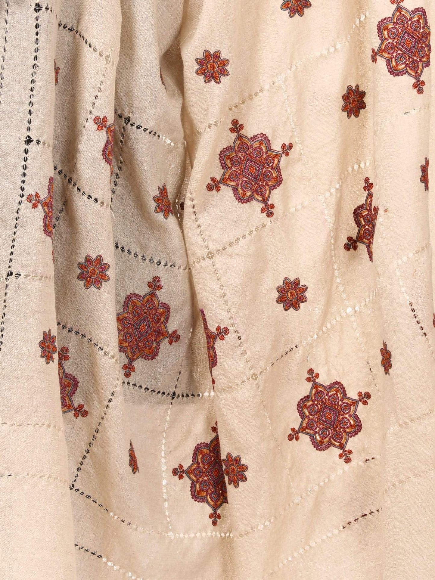 Pashtush Womens Shawl With Tarkashi, Fineembroidery With Hand Knotted. Hand-Made Shawl