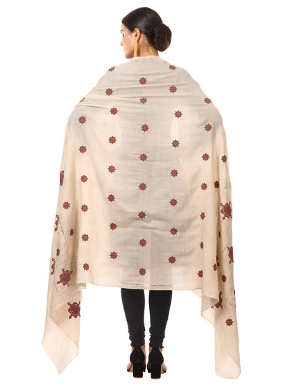 Pashtush Womens Shawl With Tarkashi, Fineembroidery With Hand Knotted. Hand-Made Shawl