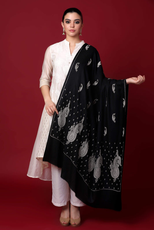 Pashtush Shawl Store Shawl Pashtush Womens Shawl with Tone on Tone Embroidery, Soft and Warm