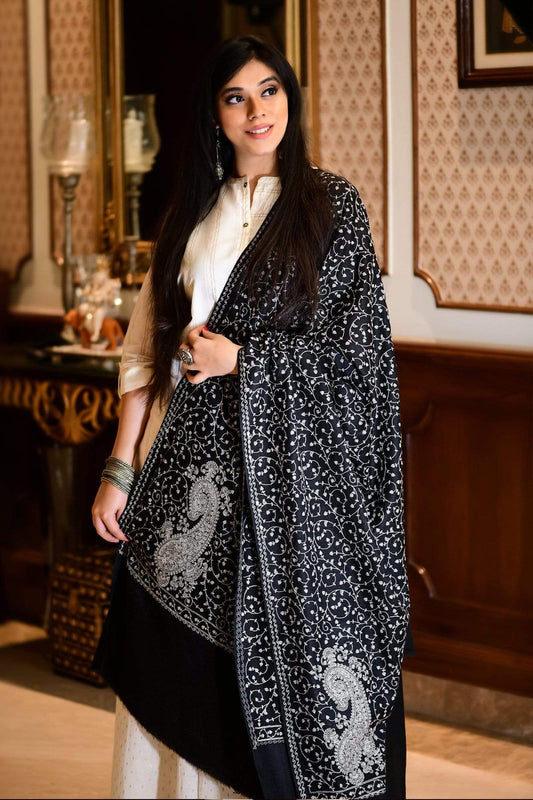 Pashtush India 100x200 Pashtush Womens Shawl with Tone on Tone Embroidery, Soft and Warm, Light Weight