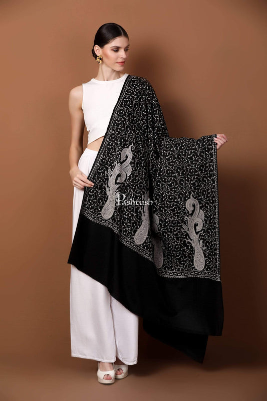 Pashtush India 100x200 Pashtush Womens Shawl with Tone on Tone Embroidery, Soft and Warm, Light Weight