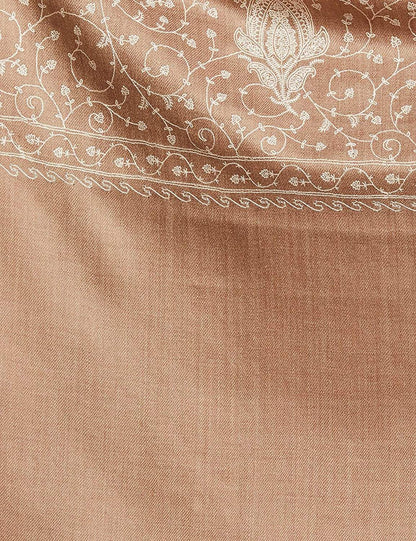 Pashtush India 100x200 Pashtush Womens Shawl With Tone On Tone Embroidery, Soft And Warm, Light Weight, Beige
