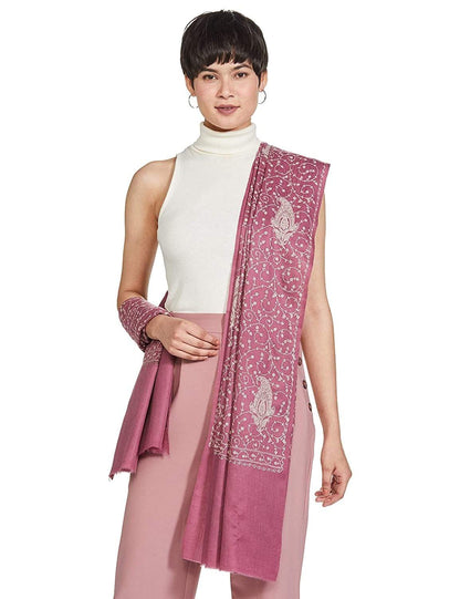 Pashtush India 100x200 Pashtush Womens Shawl With Tone On Tone Embroidery, Soft And Warm, Light Weight, Peel-Lilac