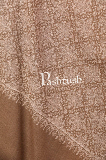 Pashtush India Shawl Pashtush Womens Shawl with Tone on Tone Embroidery, Soft and Warm, Taupe