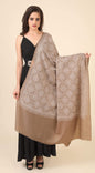 Pashtush India 100x200 Pashtush Womens Shawl with Tone on Tone Embroidery, Soft and Warm, Taupe