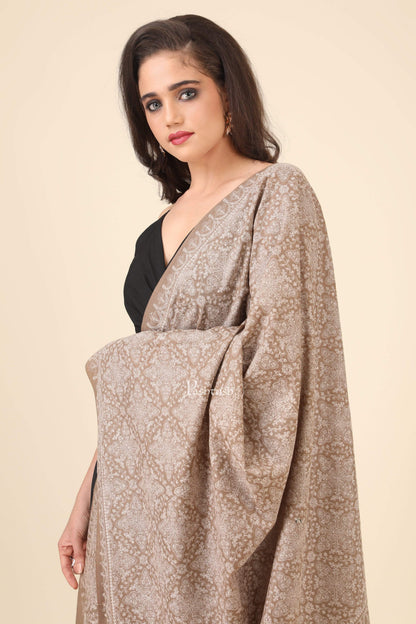 Pashtush India 100x200 Pashtush Womens Shawl with Tone on Tone Embroidery, Soft and Warm, Taupe
