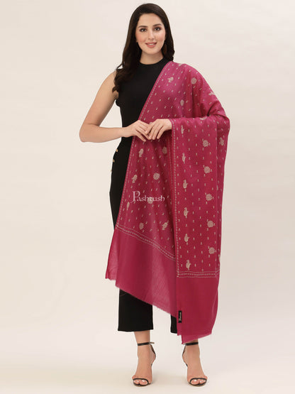 Pashtush India Womens Shawls Pashtush Womens Shawl With Tone On Tone Embroidery, Soft, Warm, Light Weight