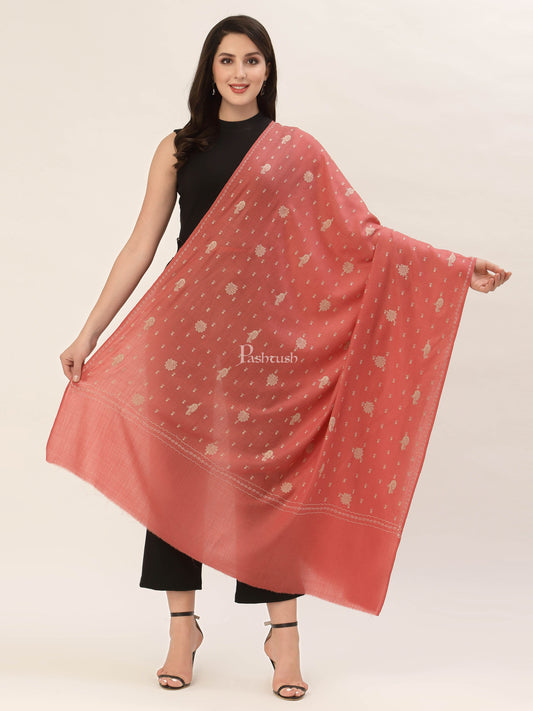 Pashtush India Womens Shawls Pashtush Womens Shawl With Tone On Tone Embroidery, Soft, Warm, Light Weight