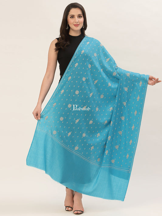 Pashtush India Womens Shawls Pashtush Womens Shawl With Tone On Tone Embroidery, Soft, Warm, Light Weight