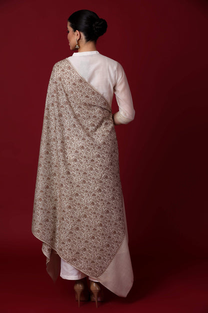 Pashtush Shawl Store Shawl Pashtush Womens Shawl with Tone on Tone Embroidery, Soft Wool, Light Weight