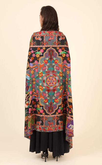 Pashtush India 114x228 Pashtush Womens Shikaar-Dar Hand Embroidered, Shawl In Fine Wool