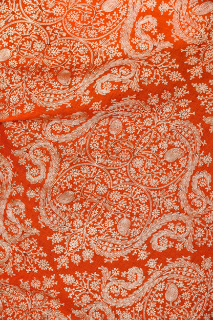 Pashtush Store Stole Pashtush Womens Silk-Cashmere Fine Wool, Nalki Embroidery Needlework Stole, Salamander