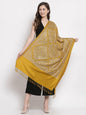 Pashtush India Womens Stoles and Scarves Scarf Pashtush Womens Silk-Fine Wool Blend Fine Wool, Nalki Embroidery, Rich Mustard