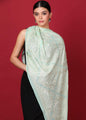 Pashtush Store Stole Pashtush Womens Silk-Pashmina Fine Wool, Nalki Embroidery Needlework Stole, Pistachio Green