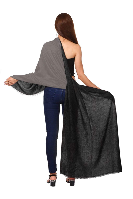 Pashtush India 70x200 Pashtush Womens Silky Bamboo Reversible Scarf, Stoles, Grey and Black
