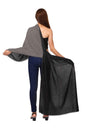 Pashtush India 70x200 Pashtush Womens Silky Bamboo Reversible Scarf, Stoles, Grey and Black