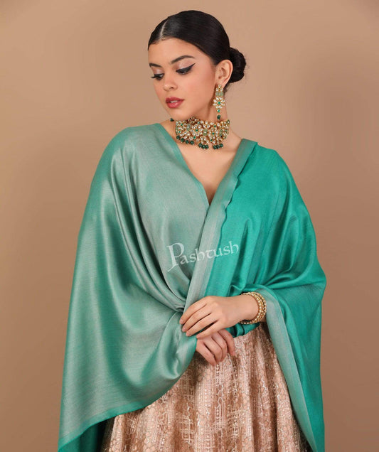 Pashtush Shawl Store Stole Pashtush Womens Silky Bamboo Reversible Scarf, Stoles, Jade