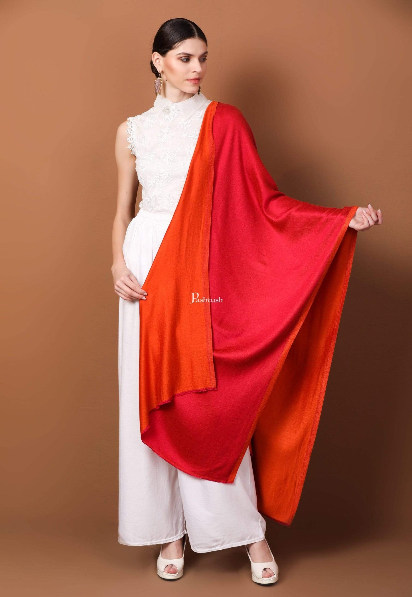Pashtush Shawl Store Stole Pashtush Womens Silky Bamboo Reversible Scarf, Stoles, Tropical Sunset