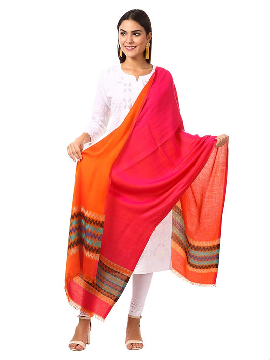 Pashtush Womens Silky-Smooth Reversible Scarf - Pink And Orange