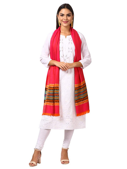 Pashtush Womens Silky-Smooth Reversible Scarf - Pink And Orange