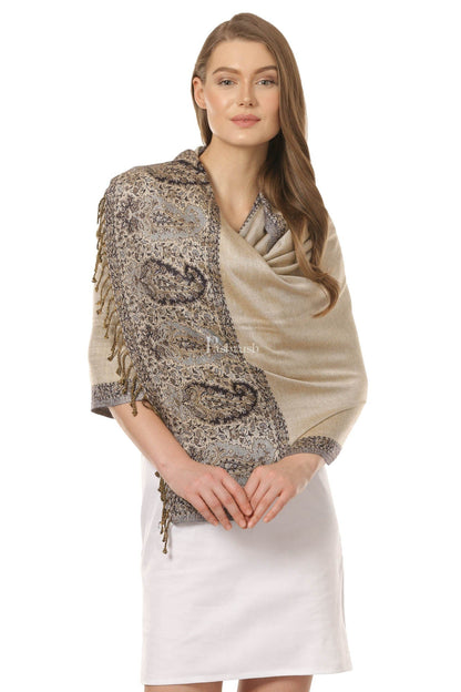 Pashtush India Womens Stoles and Scarves Scarf Pashtush Womens Soft Bamboo Stole, Reversible Design, Twin Colored, With Multi Colored Stripes