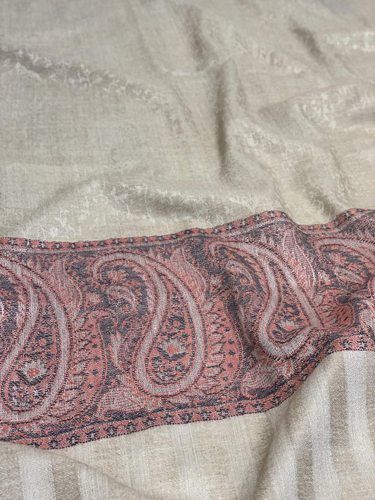 Pashtush Womens Soft Wool Shawl Jacquard Design, Natural Faux Pashmina Shawl