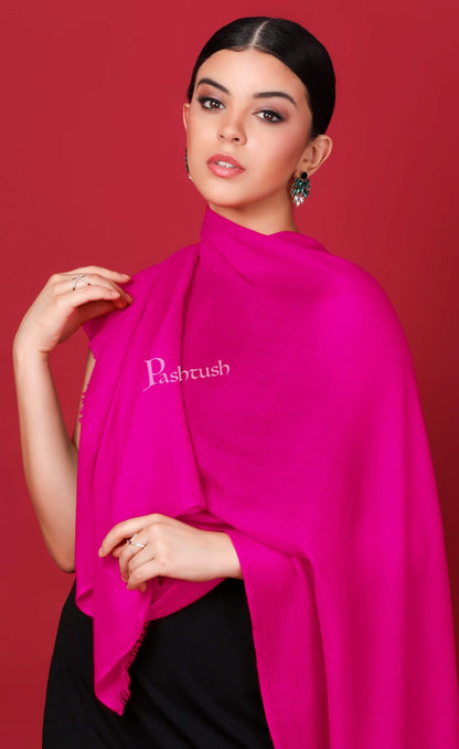 Pashtush India 70x200 Pashtush Womens Cashmere Pashmina Scarf, Diamond Weave, Fuchsia