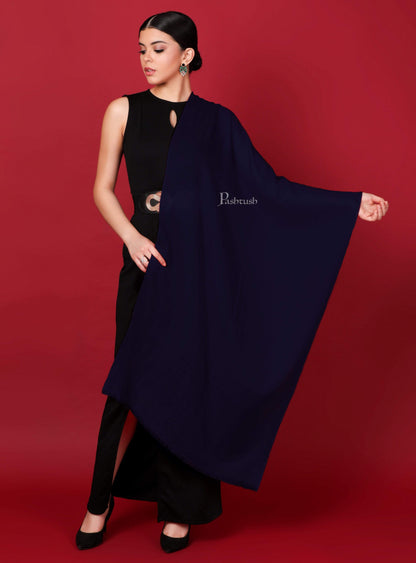 Pashtush India 70x200 Pashtush Womens Softest Cashmere Pashmina Scarf, Diamond Weave, Navy Blue