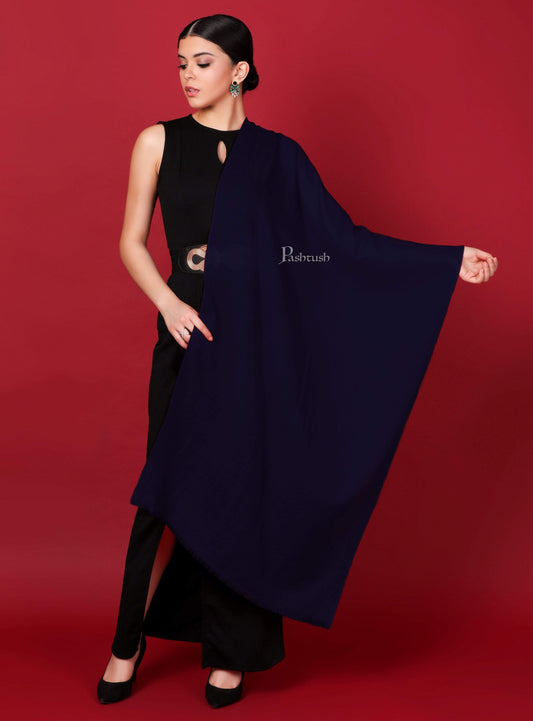 Pashtush India 70x200 Pashtush Womens Softest Cashmere Pashmina Scarf, Diamond Weave, Navy Blue