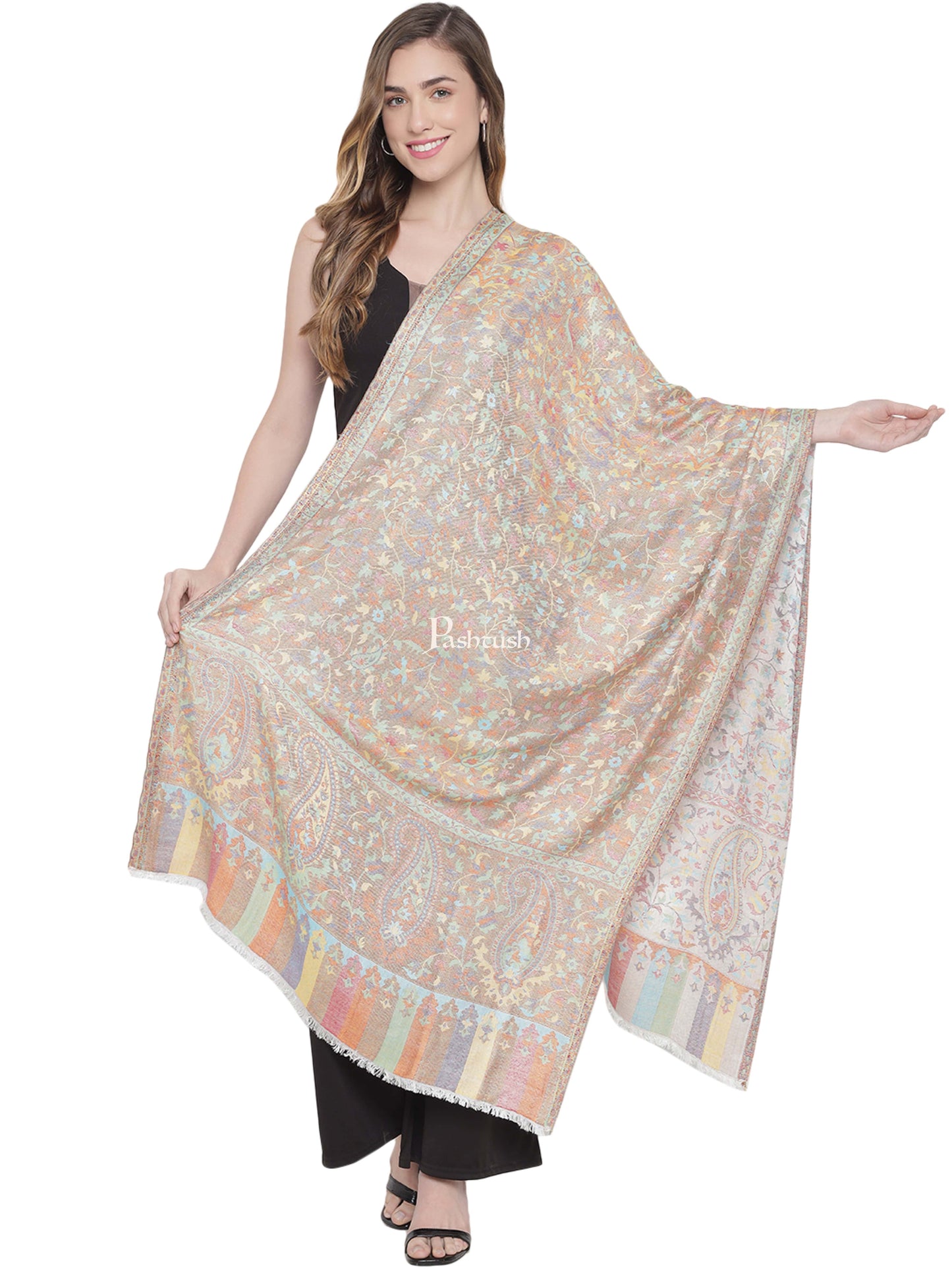 Pashtush India Womens Stoles and Scarves Scarf Pashtush Womens Stole, Ethnic Weave, Extra Soft Bamboo, Multicoloured