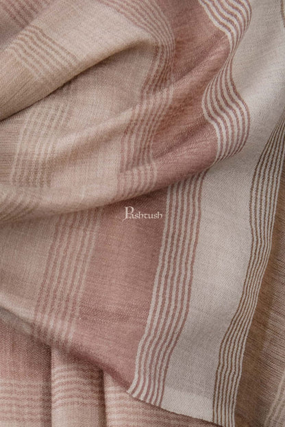 Pashtush India Womens Stoles and Scarves Scarf Pashtush Womens Stole, Extra Fine Wool-Silk, Twilight Collection, Beige and Ivory