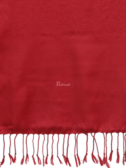 Pashtush India Womens Stoles and Scarves Scarf Pashtush Womens Stole, Fine Wool Scarf, Paisley Jacquard Weave, Maroon
