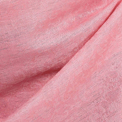 Pashtush Womens Stole, Fine Wool Scarf, Paisley Jacquard Weave, Soft Pink