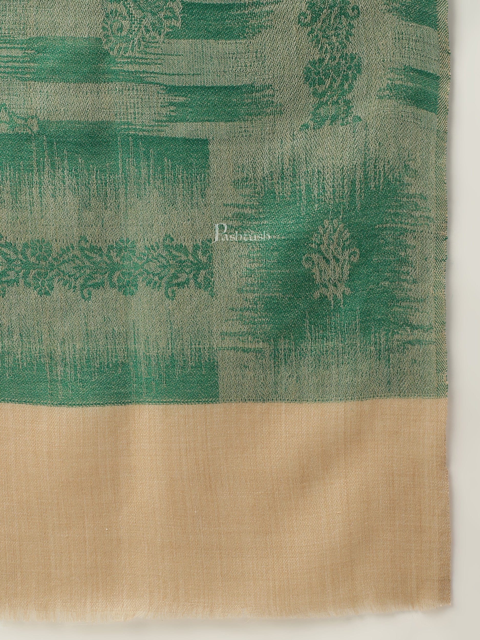 Pashtush India Womens Stoles and Scarves Scarf Pashtush womens Stole, ikkat design, Green