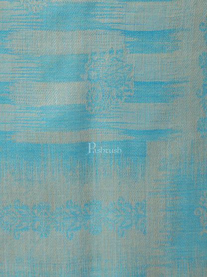 Pashtush India Womens Stoles and Scarves Scarf Pashtush womens Stole, Ikkat design, Turquoise