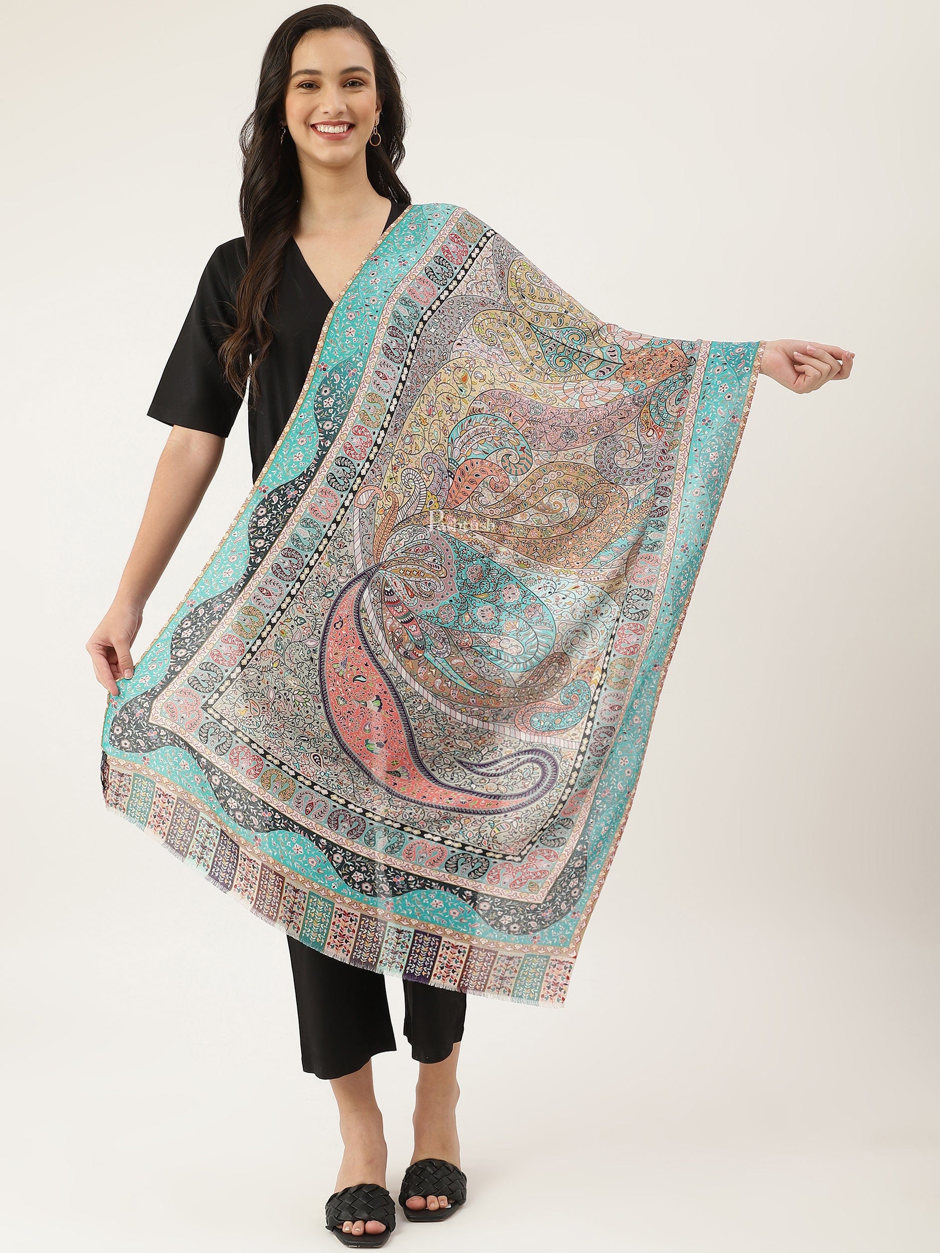 Pashtush India Womens Stoles and Scarves Scarf Pashtush womens Stole, Paisley design, Multicolour