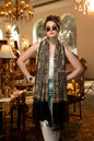 Pashtush India Womens Stoles and Scarves Scarf Pashtush Womens Stole, Soft Silky Nalki Embroidery Needlework Stole, Black