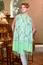 Pashtush India Womens Stoles and Scarves Scarf Pashtush Womens Stole, Soft Silky Nalki Embroidery Needlework Stole, Mint