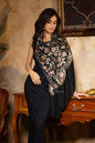 Pashtush India Womens Shawls Pashtush Womens Stole, Twilight Collection, Tilla Nalki Embroidery, Black
