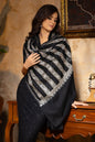 Pashtush India Womens Shawls Pashtush Womens Stole, Twilight Collection, Wool Silk Nalki Embroidery, Black