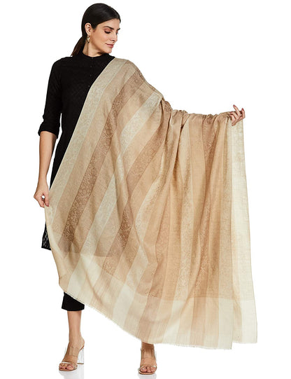 Pashtush India 114x228 Pashtush Womens Striped Paisley, Self Shawl, in Extra Soft Fine Wool, Large Size