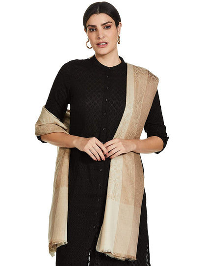 Pashtush India 114x228 Pashtush Womens Striped Paisley, Self Shawl, in Extra Soft Fine Wool, Large Size
