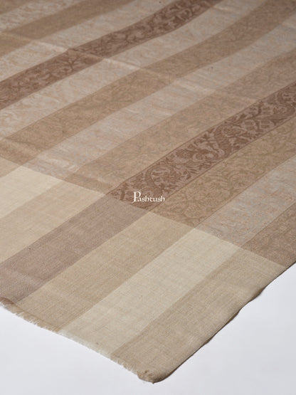 Pashtush India Womens Shawls Pashtush Womens Striped Paisley, Self Shawl, In Extra Soft Fine Wool, Large Wrap Size