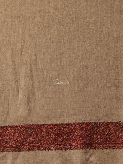 Pashtush India Mens Shawls Gents Shawl Pashtush Womens taupe Embroidery Daur Shawl