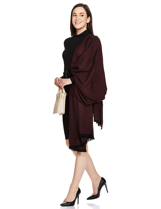 Pashtush India 70x200 Pashtush Womens Thick And Warm Woollen Throw, Blowout Burgundy