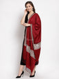 Pashtush India Womens Stoles and Scarves Scarf Pashtush Womens Tilla Work Embroidery Stole, Extra Fine Needlework, Crimson