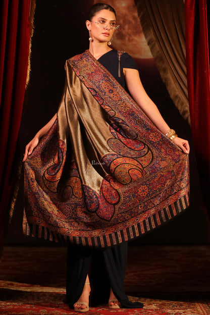 Pashtush India Womens Shawls Pashtush Womens Twilight Collection, Fine Wool Shawl, Woven Paisley Palla, Reversible