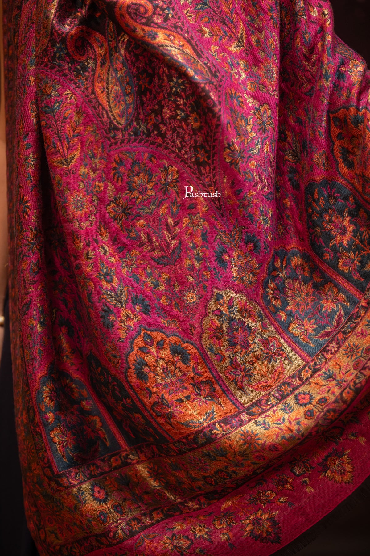 Pashtush India Womens Shawls Pashtush Womens Twilight Collection, Fine Wool Shawl, Woven Paisley Palla, Reversible